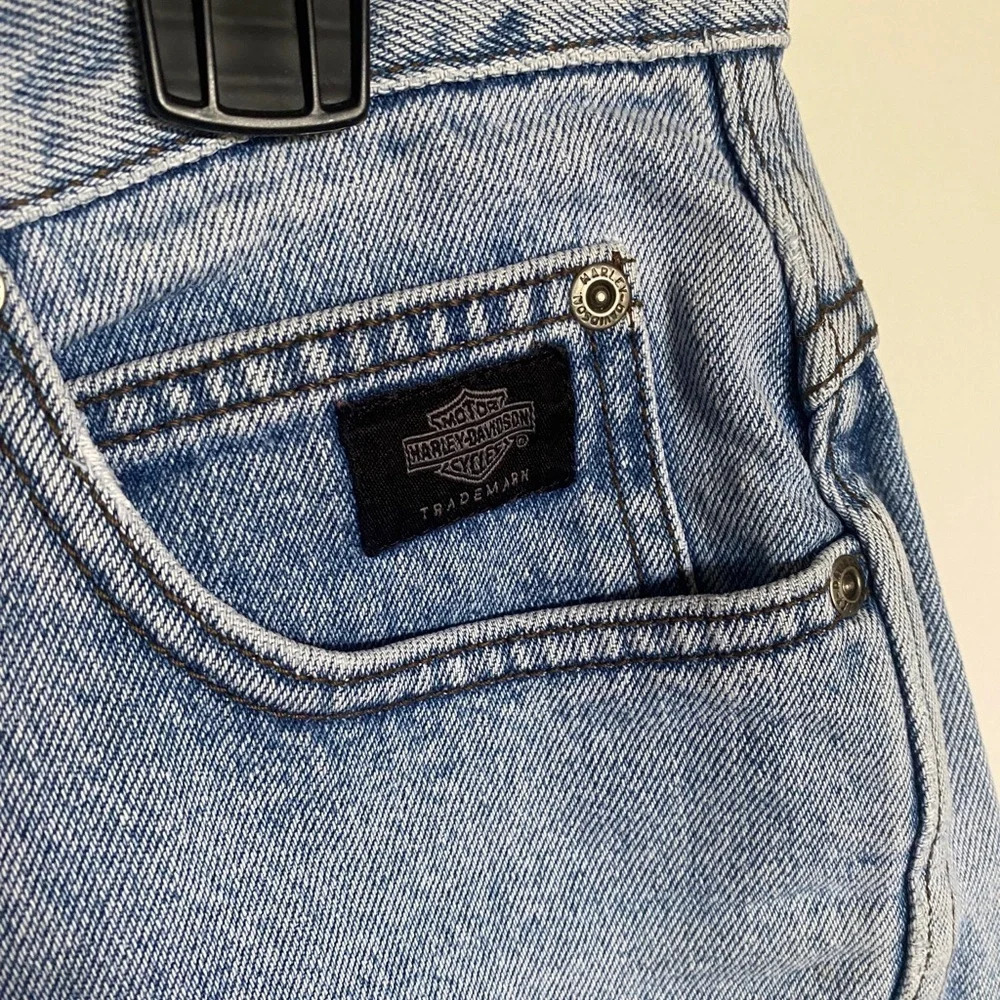Vintage Denim Harley Davidson Biker Shorts - size 10 - Picture 2 of 8